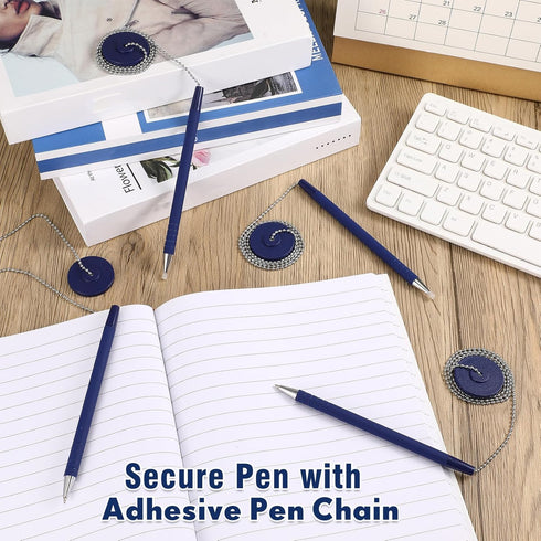 Secure Pen with Adhesive Chain and Blue Ink Holder, 20 Pieces Home Office Supplies