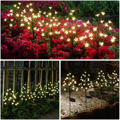 Solar Flowers Lights Garden Decor, 2Pack 40LED Waterproof Fairy Lights for Outdoor Yard and Lawn Decorations