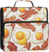 Fisyme 3 Fried Bacon Eggs Zipper Binder Ring with Zipper and Shoulder Strap Large Capacity Multi-Pocket Binder