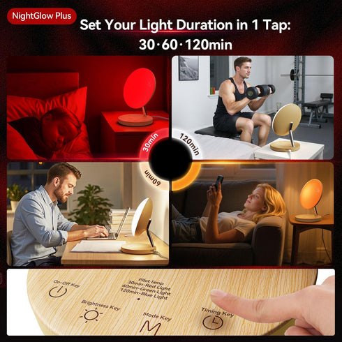 670nm Timer/Dimmer, Red Therapy Night Light for Sleep Aid, Baby Nursery & Bedrooms - Bedside Lamp with Amber Light
