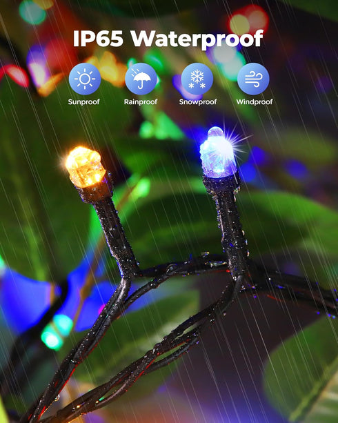 Waterproof,13 118Ft 300LED Solar Christmas Lights Outdoor Modes Solar Powered String Lights for Tree Outside Garden