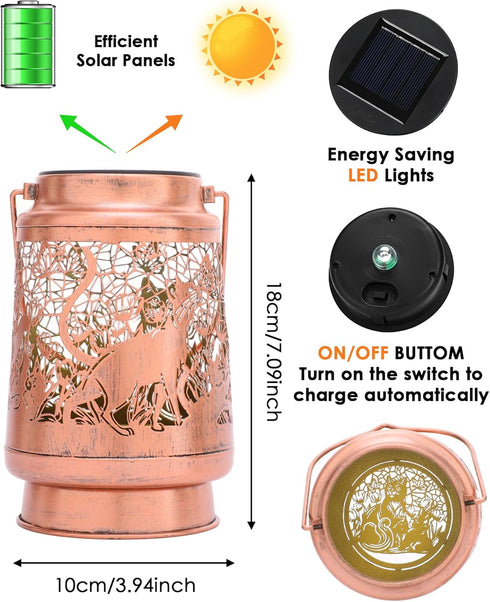 Cat Gifts for Women - Waterproof Outdoor Solar Lanterns Decorative Metal Lights Yard Garden Patio Lawn Balcony Hanging