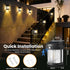 PEVOROS 4 Pack 3 (6x3.6x2.2 inch) Solar Fence Lights, Solar Motion Fence Deck Lights Outdoor, Modes for Step Wall Step