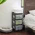 Life Story Classic 3 Tier Shelf, Standing Plastic Storage Drawers and Organizer with Wheels for Home, Black/Clear