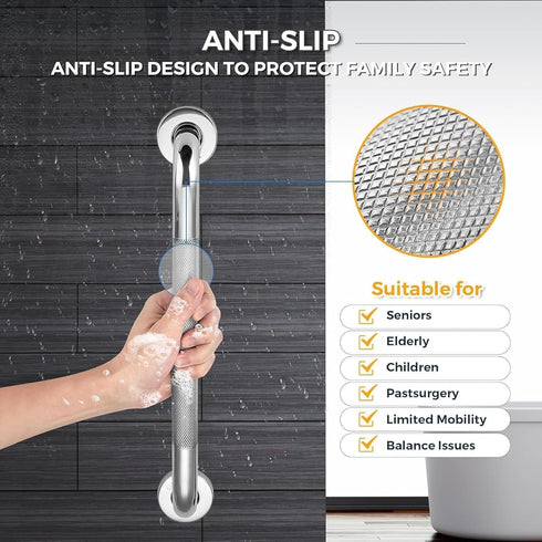 PAUANI 1/2 Rail(1PCS,40cm) Pcs Wall Mounted Grab Bar Rail - Anti-Slip Bathroom Shower Grab Bars Stainless Steel Safety