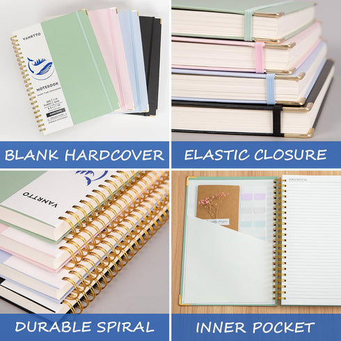 Spiral Notebook, Hardcover, 8.5 x 11 IN, College Ruled, 300 Pages, 110 GSM Thick Papers for Work and School, Pink