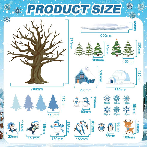 Glenmal 85 Pcs Winter Classroom Bulletin Board Decorations Snowflake Snowman Cutouts with Glue Point Bulletin Board Cutouts for Classroom School Christmas Party Supplies Decor (Snowflake) by Glenmal