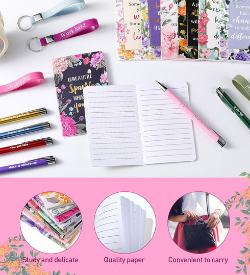 PerKoop 48 Pcs Bulk Inspirational Gifts, Motivational Notepads, Ballpoint Pens, Keychains, Christian Gifts for Teachers