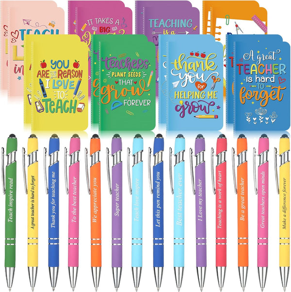 Funrous 32 Pcs Motivational Quote Pens, Inspirational Notepads Mini Journal with Ballpoint Pen Gift Set