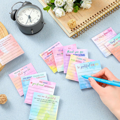 Yinder 24 Pcs Employee Appreciation Sticky Notes - Thank You Gifts Bulk Note Pads with Sayings, Teacher Gift Mini