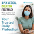 4 3 50 (5 Packs 10) Breatheze Ply Medical Isolation Face Mask Made in USA Level Fluid Resistant FDA Registered