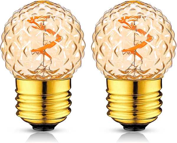 E26 Low Watt LED Amber Light Bulbs, 10W, 1W Mini Globe Edison, 2200K Warm White, 2 Pcs