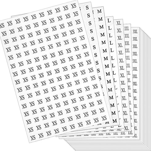 DERAYEE 4200 Pcs Clothing Size Round Stickers, 1/2” White Adhesive Labels for Apparel Circle Size Labels, 7 Sizes