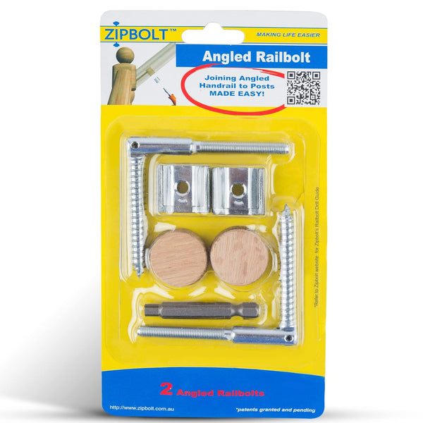 Zipbolt 11.560 Angled Railbolt - Angled Staircase Handrail to Newel Post Connector for Residential and Commercial