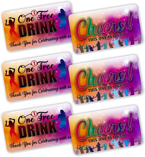 PARTH iMPEX One Free Drink Ticket Coupon Cards - Pack of 100, 3.5"x2" Redeem Gift Vouchers for Events
