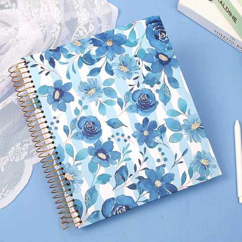 CAGIE Hardcover Spiral Notebook 8.5 x 11 Spiral Journal Notebooks College Ruled with Large Pockets Aesthetic Floral Note Book Spiral Bound Journals for Note Taking Women Writing School, 200 Pages by CAGIE