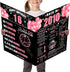FOBELEC 16th Jumbo Birthday Card with Envelope, Black Pink Retro Birthday Decorations for