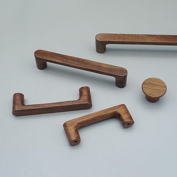 MFYS Walnut Wood Drawer Pulls Handes Rustic Cabinet Pulls Handles Wood Dresser