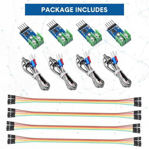 Weewooday 4 Sets Direct Current 3-5v Max6675 Thermocouple Module and K Type Temperature Sensor Set
