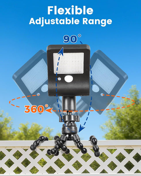 Thumok 60 3 (1) Solar Fence Lights Outdoor, LEDs Motion Sensor Security Light with Flexible Octopus Tripod, Lighting