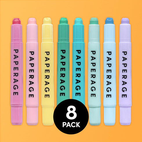 PAPERAGE Gel Highlighters – No Bleed & Smudge Free, Pastel Highlighters, Assorted Colors, 8 Count