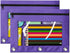 V-Opitos Pencil Pouch for 3 Ring Binder, 2 Pack Purple Zipper Pouches, Durable Cloth Case with Clear Window for Supplies