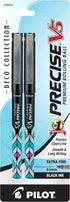 Pilot Precise V5 Deco Collection Liquid Ink Rolling Ball Pens, Extra Fine Point 0.5 mm, Black, 2 Pack