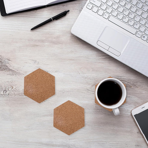 Ceramic Coasters 10pcs Hexagon Cork Boards Tiles Decorative Self-Adhesive Bulletin Board Memo Board for Home Office