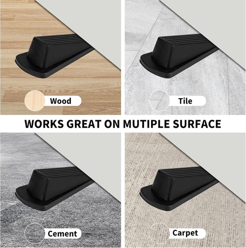 Door Stoppers 2 Pack - Premium Rubber Door Stoppers for Bottom of Door Security, Heavy Duty Wedge for Carpet