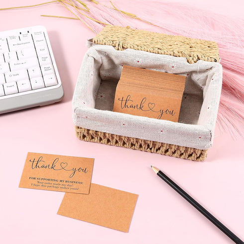 Eldraqth 100 2 3.5 Inches Packageing Pcs Thank You Business Cards, X Custom Thanks Your Card Small Thank You Cards