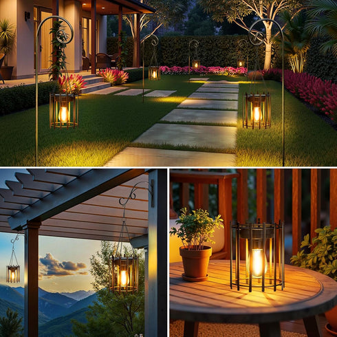 2 Pack KOOPER Solar Lanterns Outdoor Waterproof, Upgraded Bright Hanging Solar Lights Outdoor Lanterns Decorative, Auto
