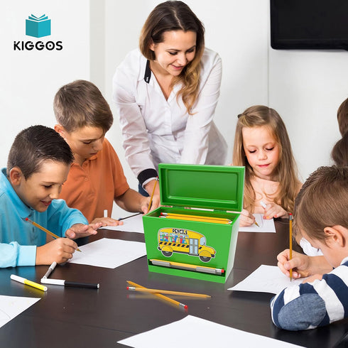 Green Stainless Steel Pencil Dispenser Holder with 6 Beautiful Stickers for Classroom, Home Office (Pencils Not