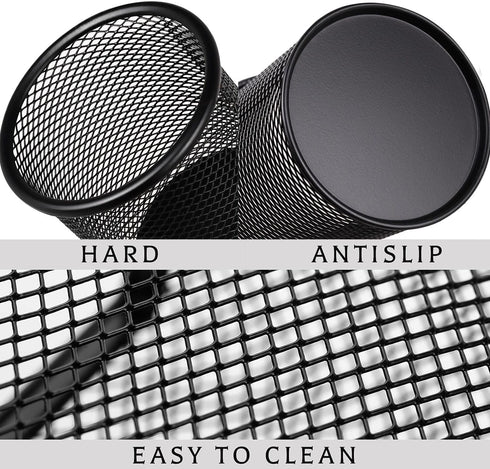 Mesh Metal Pen Holder, 6 Pack Pencil Cup for Desk Office Home, Black Pen Organizer
