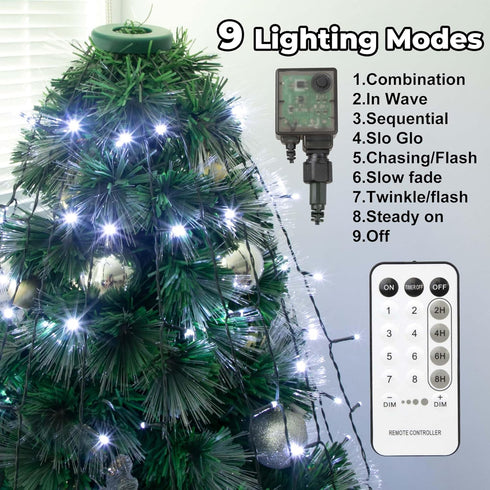 weillsnow 448 8 8.2ft16 Christmas Tree Lights, LED Waterfall Tree Topper Lights with Lighting Modes, Lines Plug