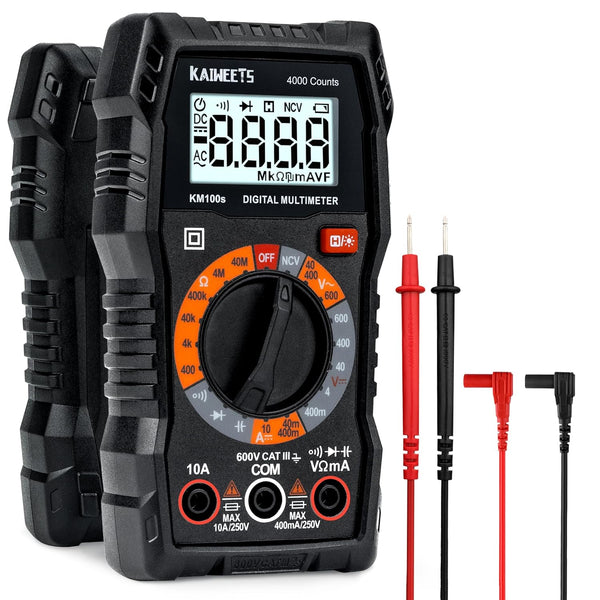 KAIWEETS Digital Multimeter, 4000 Counts Voltage Tester for Accurate Ohm Volt Amp Readings, DC/AC Voltmeter