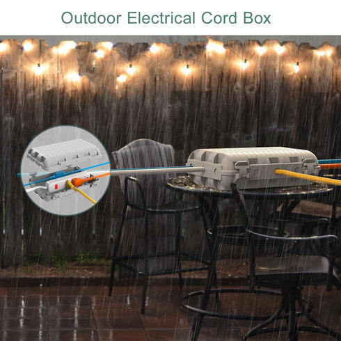 Outdoor Waterproof Electrical Cord Box, Large Extension Cord Cover for Power Strip, IP54 Water-Resistant - Grey