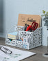 EasyPAG Desk Organizer Caddy with 6 Compartments and 1 Sliding Drawer for Home, School, White
