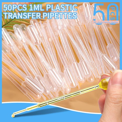 Teenitor 1Ml Transfer Pipettes, 50Pcs Plastic Eye Droppers for Liquids and Essential Oils