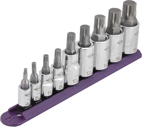 16024 Set, 9-Piece Mayhew Tools Triple Square Socket Bit Chrome Plated