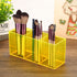 PATIKIL 3 Compartments Clear Acrylic Pen Holder, 2 Pack Pencil Organizer for Countertop Desk, Yellow