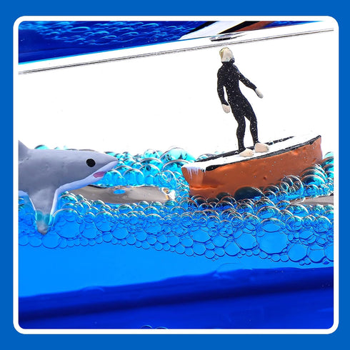 Honsheng Unsinkable Surfing Boy Wave Boat Fluid Toy in a Box bottle Acrylic Paperweight Desk Decorations Toy Gifts