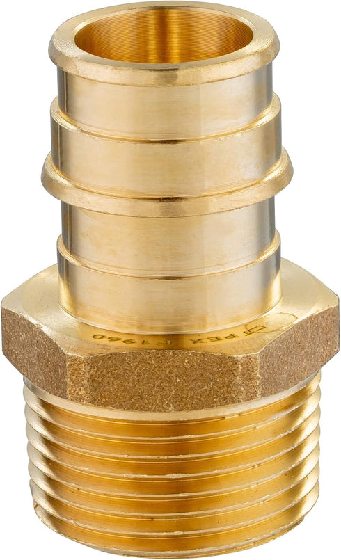 EFIELD Pex A Full Flow Expansion Brass Fitting, 1/2"x 1/2" Male NPT Adapter, Pack of 5, ASTM F1960
