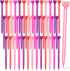 Valentine's Day 48 Pcs Heart Shaped Retractable Metal Ballpoint Pens with Black Ink Party Favor for School Office