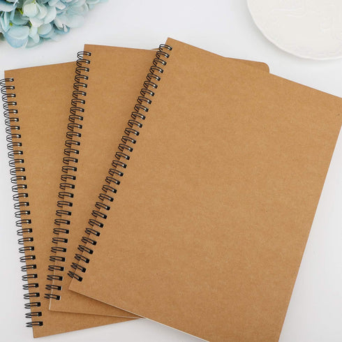 EUSOAR Spiral Notebook, B5 3 Pack, 7.3"x10.2", 120 Pages, Hardcover Kraft Lined College Ruled Notebooks