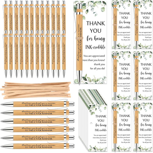 Yeaqee 72 Sets Employee Appreciation Gift Bulk Thank You Inspirational Bamboo Pen
