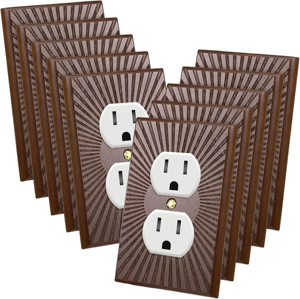 Pinkunn 10 Pack Walnut Wood Light Switch Cover Plate Boho Brown Wooden