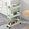 SPACELEAD Slim Storage Cart - 3 Tier Bathroom Rolling Utility Cart, Mobile Shelving Unit for Office, Green