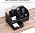 KINGFOM Pu Leather Desk Organizer Caddy Storage Box for Office Supplies, 6 Compartments with Drawer, Black (Full Pu
