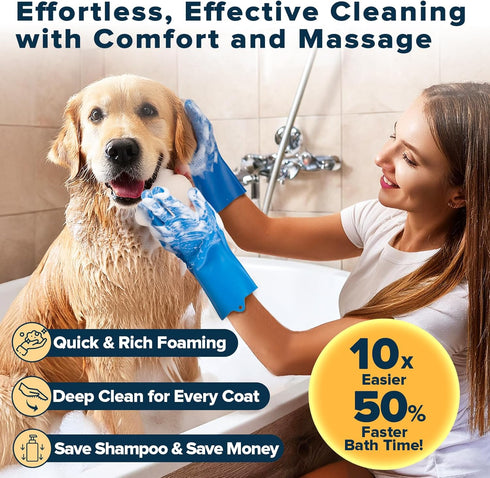 Augwind 6PCS Pet Grooming Kit for Dogs, Cats and Horses | Dog Washing Gloves | Cleanroom Gloves | Dog Bath Brush | Dog