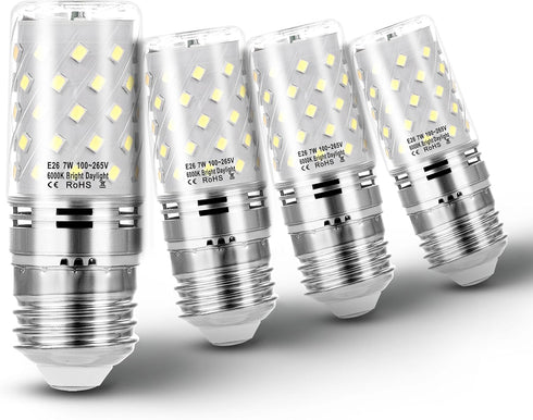 Heifymi E26 60 Watt Replacement Led Candelabra Corn Bulbs, E26 7W 6000k